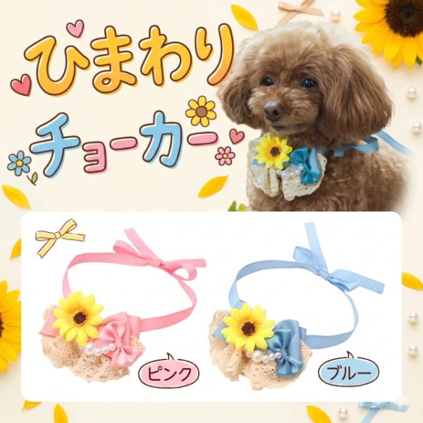 業務用トリミングチョーカー　リボン　8月　夏　向日葵　ひまわり　ヒマワリ　90個 犬 猫 チョーカー アクセ キャンナナ 2026ひまわりリボンチョーカー