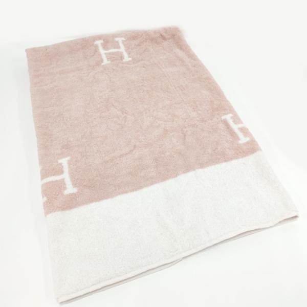 HERMES（エルメス） アヴァロン Hロゴ 大判バスタオル ピンク