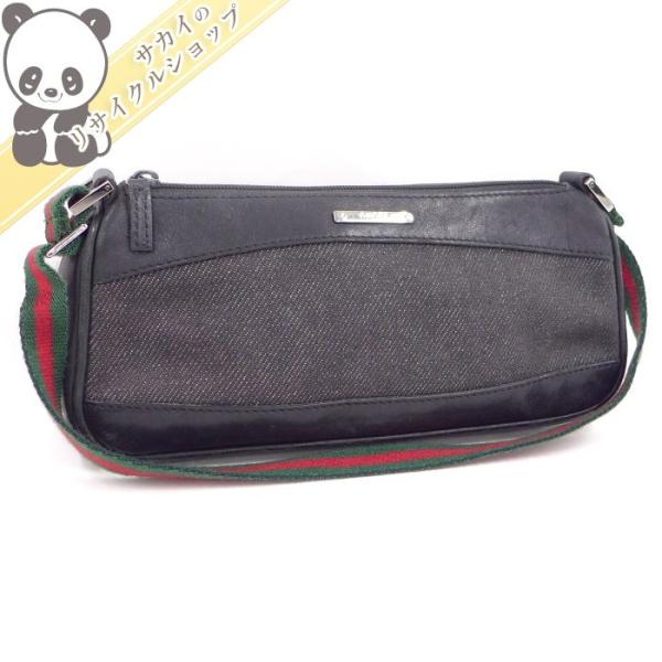 GUCCI 92820 ミニバッグ ポーチ デニム×レザー 002404 ショルダー