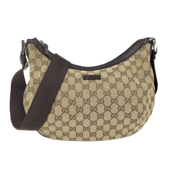 GUCCI（グッチ） ショルダーバッグ GGキャンバス レザー ブラウン