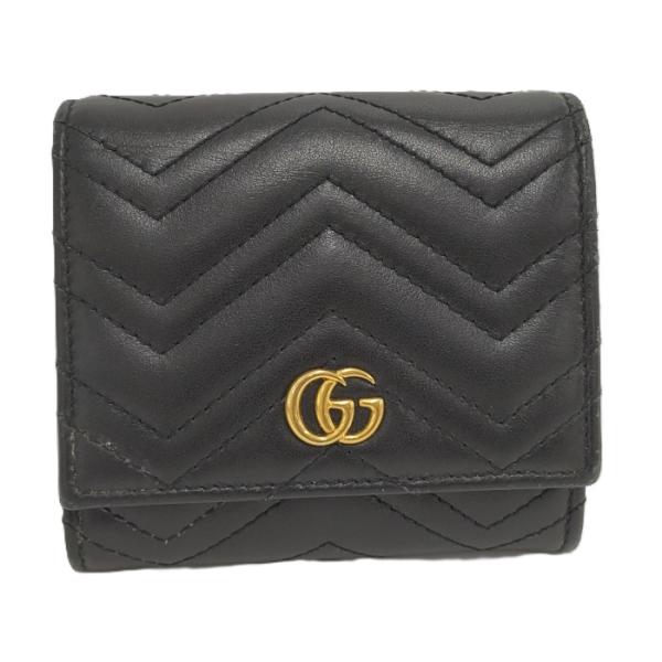 GUCCI（グッチ） 二つ折り財布 GGマーモント レザー ブラック 598629