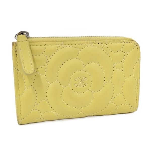 シャネル ケース カメリア イエロー 小銭入れ CHANEL（シャネル） コインケース カメリア レザー イエロー A70610