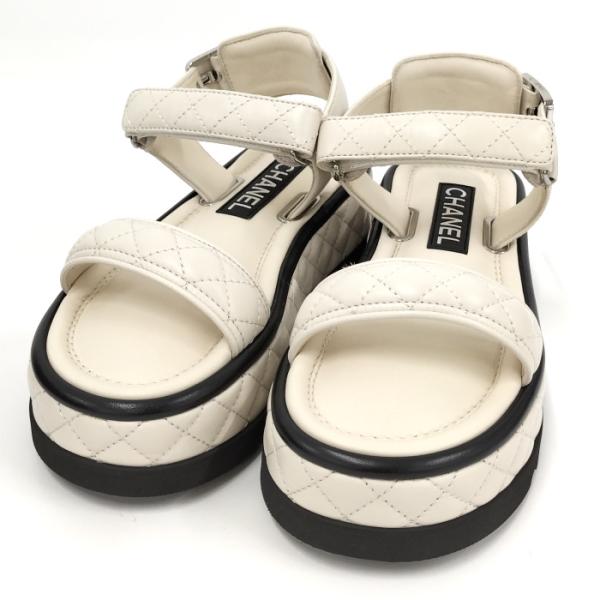 シャネル ココマーク サンダル CHANEL 【中古】CHANEL サンダル ココマーク レザー ホワイト