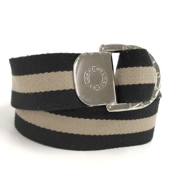 BVLGARI 【中古】BVLGARI ベルト ロゴ刻印 キャンバス グレー ブラック  