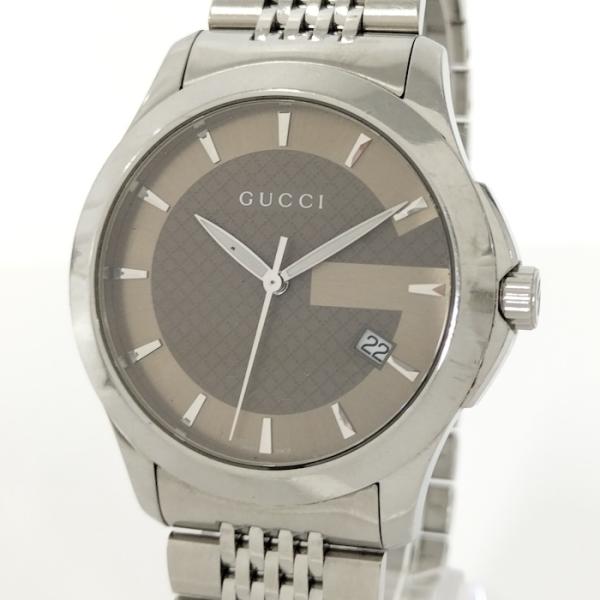 GUCCI Gタイムレス ブラウン文字盤 メンズ クォーツ 腕時計 126.4 GUCCI Gタイムレス メンズ 腕時計 クオーツ SS ブラウン文字盤
