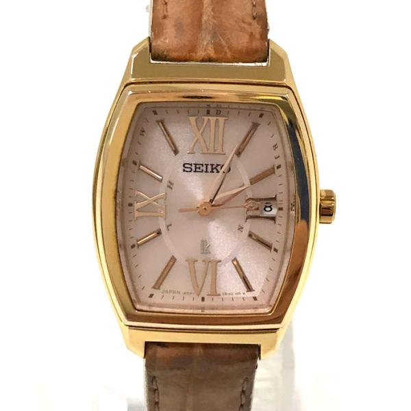 SEIKO 腕時計 LUKIA ルキア ソーラー電波 SS レザー ピンク文字 SEIKO 腕時計 LUKIA ルキア ソーラー電波 SS レザー ピンク文字