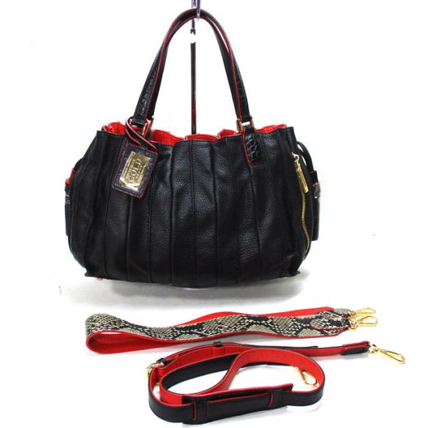 中古】ココセリュックスゴールド バルーン 3WAYバッグ レザー ブラック
