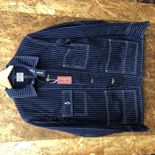 JOE MCCOY メンズ カバーオールデニムジャケット ブルー ストライプ JOE McCOY MCCOY メンズ カバーオールデニムジャケット ブルー