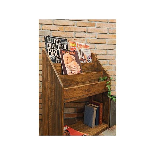 マガジンラック おしゃれ 木製 雑誌 収納 ディスプレイ レトロ