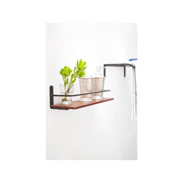 インダストリアル ヴィンテージ 木と鉄のウォールシェルフ 壁掛け