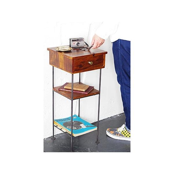 サイドテーブル おしゃれ 木製 インダストリアル レトロ アンティーク