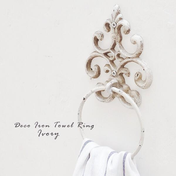 タオルリング タオル掛け おしゃれ 洗面所 レトロ アンティーク調 タオルハンガー デコアイアンタオルリングアイボリー San021 Junk Rustic Colors Yahoo 店 通販 Yahoo ショッピング