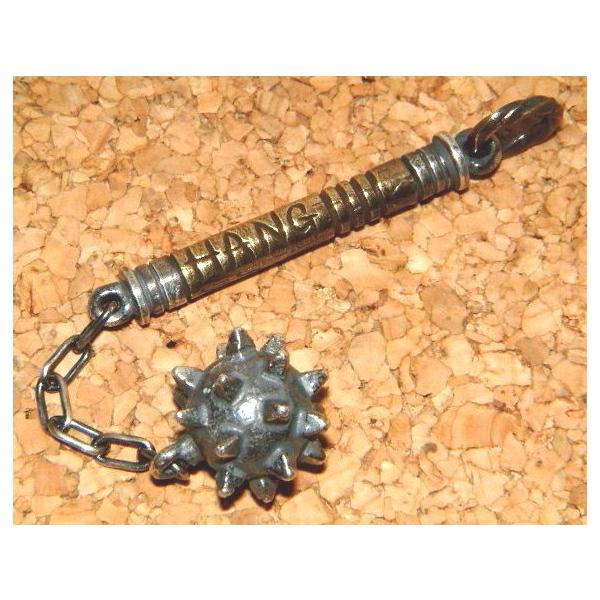 【HANG ハング】【HATCHET ハチェット】 立体 3D彫金 シルバー925製 ブラス製 モーニングスター モルゲンシュテルン 朝星棒 星球武器 棍棒 ペンダント 凶器 武器