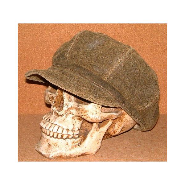 New York Hat ニューヨークハット 高級 ビンテージ加工 レザー製 キャスケット アンティーク スピットファイアー 茶 Lサイズ 約58cm 帽子 ハンチング Andsa Fr