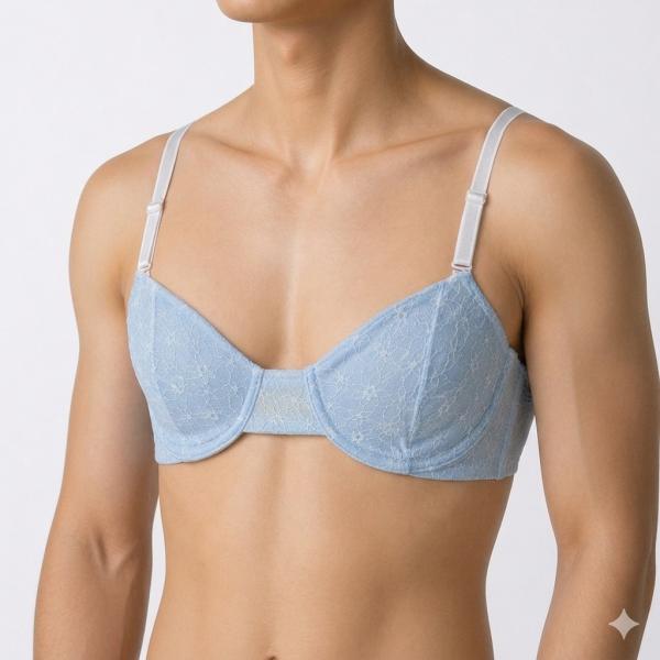 メンズブラ 男性用ブラジャー こんな気持ブラ mbr-548 レース仕様 ブルー