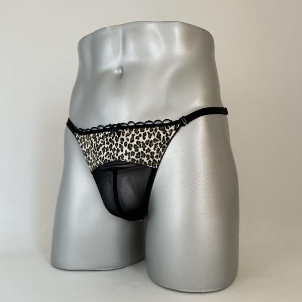 男性用下着 Tバック 両Ｚスキャンティー msk-468 ヒョウ柄シリーズ ブラック