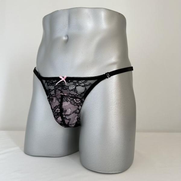男性用下着 Ｔバック両Ｚスキャンティー msk-492 ブラック　ピンク