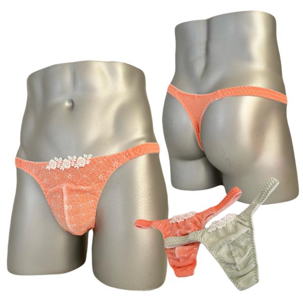 男性用下着Ｔバックスキャンティーmsk-532  マシュマロ体感シリーズ  オレンジ ミント