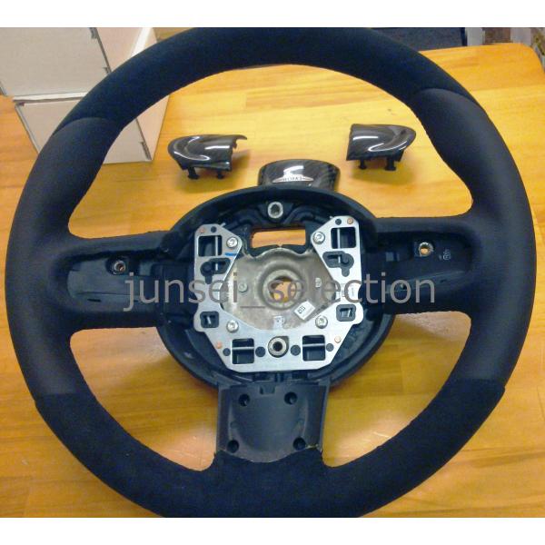 BMW MINI 純正 R56 R55 R57 R58 R59 R60 R61 JCWレザー/アルカンタラ ステアリング ホイール + カーボントリム セット