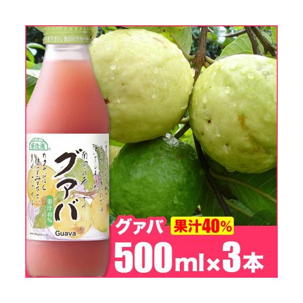 【国内線JALファーストクラス採用商品】 順造選 グァバ 500ml×3本 果汁40％ グァバジュース グアバジュース マルカイ