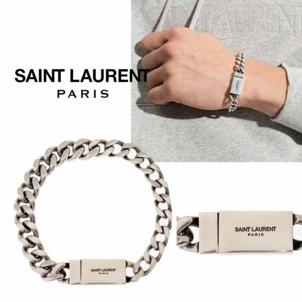 サンローラン Saint Laurent メタル製カーブチェーンブレスレット