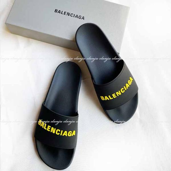 バレンシアガ BALENCIAGA ロゴ スライド シャワーサンダル ブラック