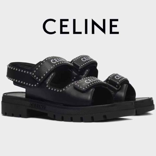 セリーヌ CELINE スタッズ付き CELINE レオ ベルクロストラップ