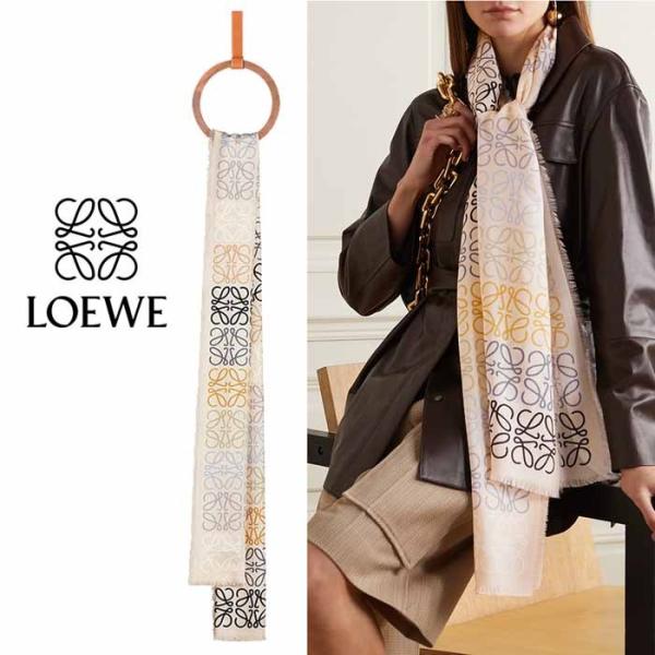 ロエベ LOEWE アナグラム ライン スカーフ (ウール＆シルク＆カシミヤ
