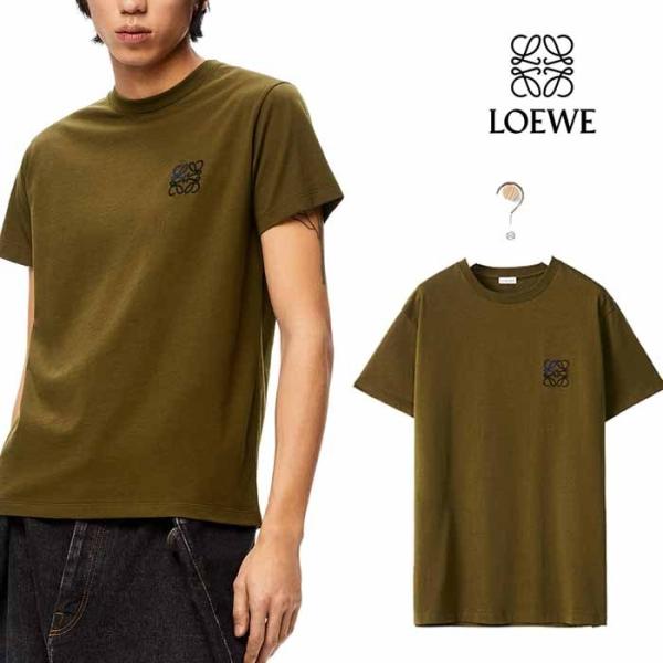 ロエベ LOEWE アナグラム Tシャツ Dark Khaki Green :bym06230939