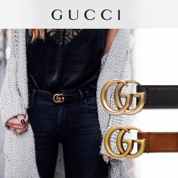 グッチ GUCCI ダブルG バックル付き レザー ベルト 幅2cm
