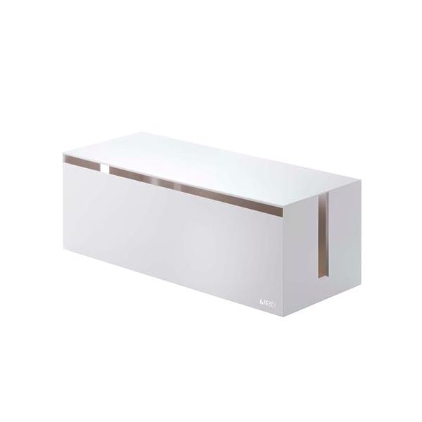 山崎実業(Yamazaki) ケーブルボックス ウェブ L ホワイト 約W40×D15.5×H14.5cm 電源タップ ケーブル 収納 2707