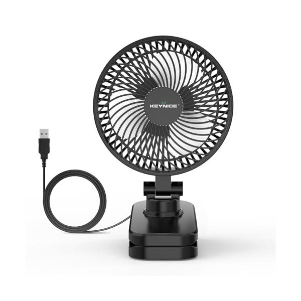 Keynice 卓上扇風機 小型 クリップ ミニファン 静音 DCモーター 節電 USB給電式 3段階風量 360度角度調節 卓上/クリップ/壁掛け 3Way お手入れ簡単