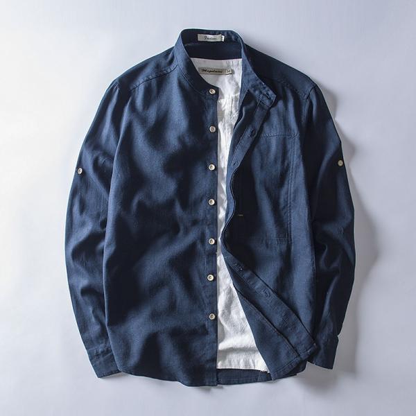 リネンシャツ 麻100 ネイビー みんな探してる人気モノ リネンシャツ 麻100 ネイビー メンズファッション