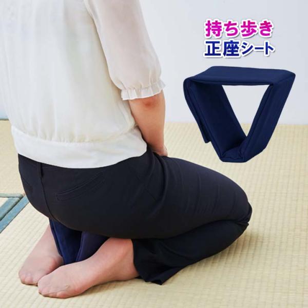 【商品名】持ち歩き正座シート【材質】綿・紙・ナイロン【サイズ(約)】使用時：16×14×高14cm折畳時：15×13.5×厚5cm【重量(約)】140g【耐荷重(約)】100kg【カラー】紺【生産国】日本製【ご注意】※画面上と実物とでは多少...