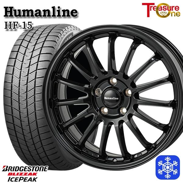 235/60R18インチ ブリヂストン ブリザック アイスピーク 5H114.3 スタッドレスタイヤホイール4本セット ヒューマンライン HF15 BK