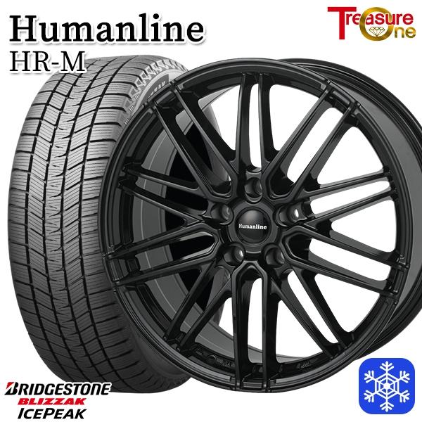 235/60R18インチ ブリヂストン ブリザック アイスピーク 5H114.3 スタッドレスタイヤホイール4本セット ヒューマンライン HR-M BK