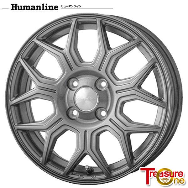オールシーズンタイヤ ホイール4本セット 165/65R14インチ 4H100 5.5J ヒューマンライン HS10M DG ハンコック キナジー 4S2 H7