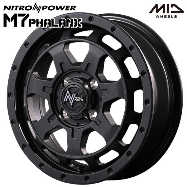 N-BOX等 14インチ 4.5J 4H100 +45 MID ナイトロパワー M7ファランクス BBK アルミホイール単品 1本 4本以上送料無料