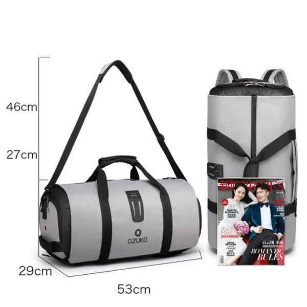 OZUKO ドラムバッグ 手提げバッグ リュックサック 斜めがけ 3way ノートPC タブレット収納 カバン 男女兼用 大容量 靴収納 防水 多目的旅行 スポーツジーム通い