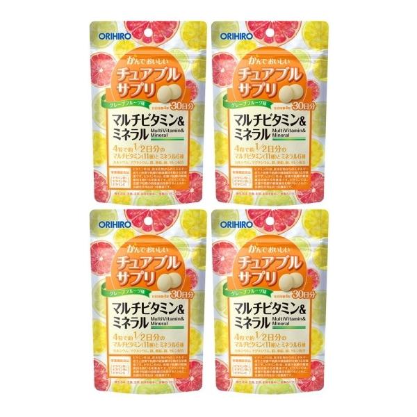 【送料無料発送品】本品は、ビタミンとミネラルを美味しく摂取できるグレープフルーツ味のチュアブル製品です。1日目安量4粒中で約1/2日分のビタミン11種類とミネラル6種類を補給できます。● 商品名 ： かんでおいしいチュアブルサプリ　マルチビ...