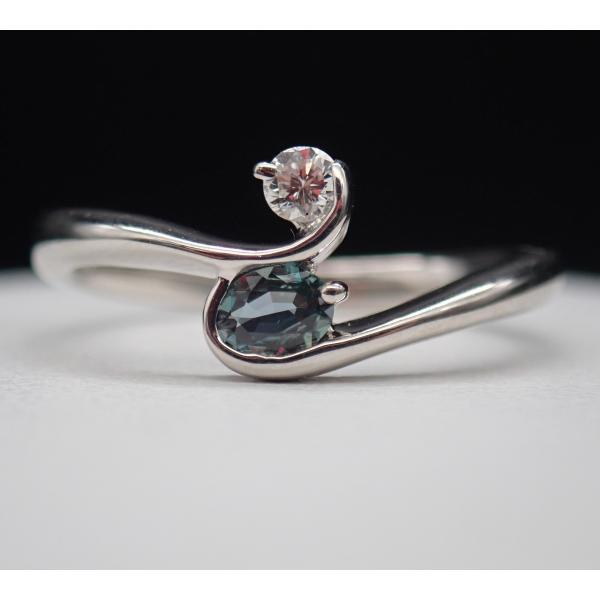 Pt900 アレキサンドライト　0.20 ダイヤモンド　0.16 リング アレキサンドライト 0.16ct / ダイヤモンド 0.08ct Pt900 リング