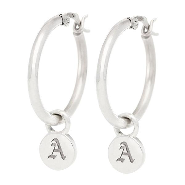 シルバーペアピアス SAINTS フープピアス イニシャル カップル