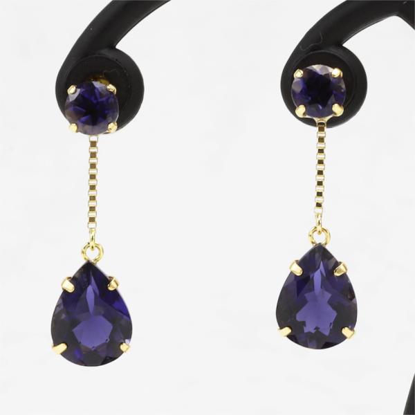 tama◆一点物✧希少✧パープルプルームアゲート×アイオライトピアス K18WG アイオライト・ブルークォーツ ピアス|festaria Online Shop