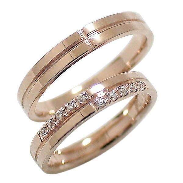 結婚指輪 クロス ダイヤモンド マリッジリング ピンクゴールドK18 ペア