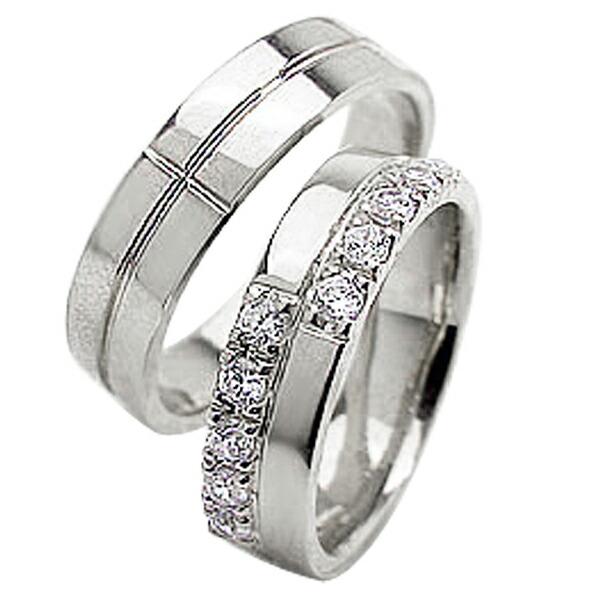 指輪 ペア 結婚指輪 クロス プラチナ ダイヤモンド 幅広 5ミリ幅 マリッジリング Pt900 十字架 ペアリング 2本セット