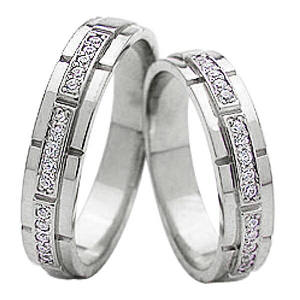 結婚指輪 バンドデザイン 10金 ダイヤモンド ペアリング ホワイト