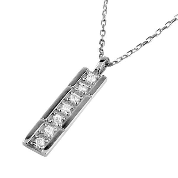 ネックレス レディース プラチナ ストレート 7石 ダイヤモンド  