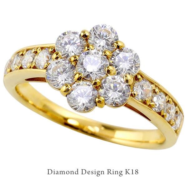 ト*屋様 18金ピンキーリング　お花のダイヤ入り　刻印あり Jewelry i（ジュエリーアイ） フラワーデザイン K18 ダイヤリング 花