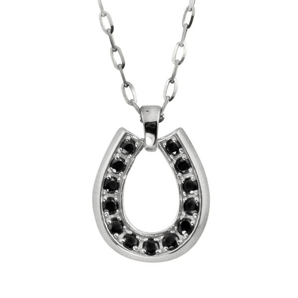 プラチナ Pt850 ネックレス 馬蹄 ４℃ Jewelry i 馬蹄 メンズ ネックレス ブラックダイヤモンド