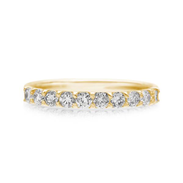 ハーフ エタニティリング ダイヤ 0.3ct 18金 ゴールド K18 YG 指輪